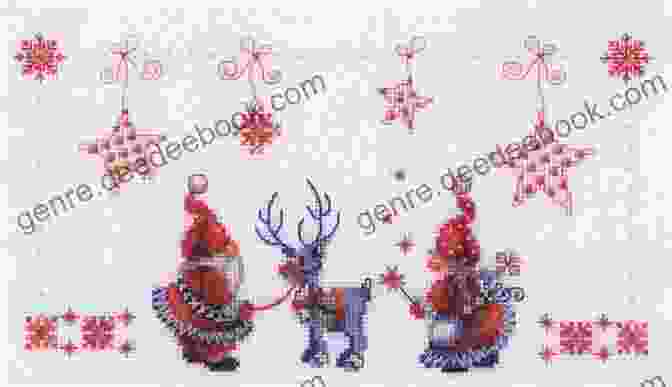 A Minimalist Cross Stitch Pattern Featuring A Single Elf Surrounded By Snowflakes. Classic Elves: Vintage Christmas Cross Stitch Patterns