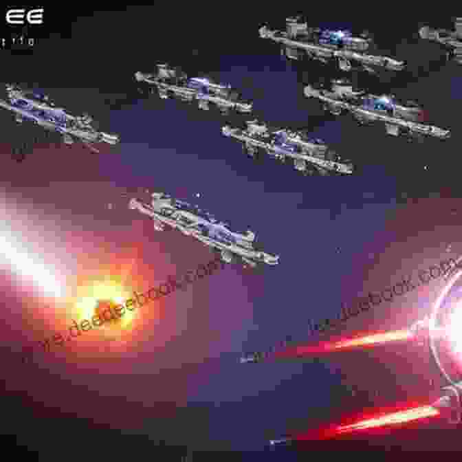 A Screenshot Of Star Crusader: Fall Of Hyperion, Showing A Fleet Of Spaceships Engaged In Battle Against A Backdrop Of A Distant Planet. Star Crusader: Fall Of Hyperion