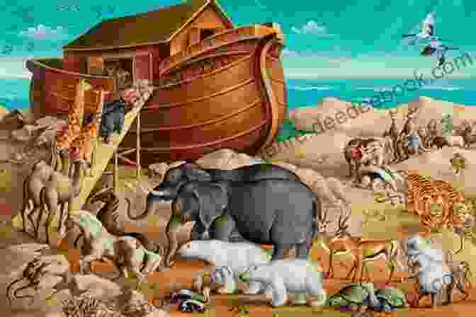 Mr. Noah And His Family Standing In Front Of The Ark With Animals. Mr Noah And His Family (Little Golden Book)